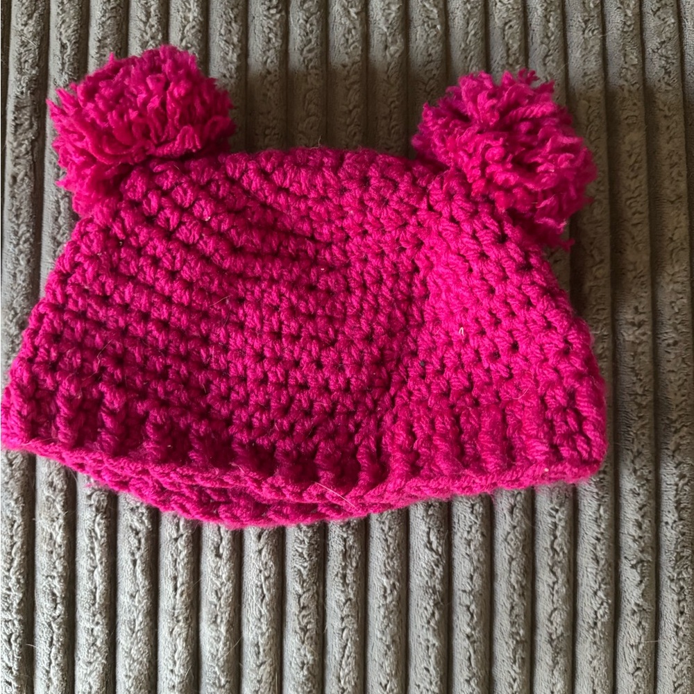 Pink Knitted Pom-Pom Beanie for Kids